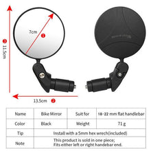 Load image into Gallery viewer, Stainless Steel Rotatable Bicycle Rearview Mirror Bike Rear View Mirror Cycling HandleBar Mirrors Rotating Adjustable HD Safety Convex Mirror With Wide Filed Of View For Mountain Bike