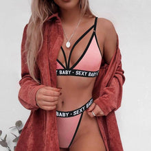 Load image into Gallery viewer, Luxury Summer Swimwear Solid Lingerie Underwear Set Women Letter Solid Patchwork Bikini Set Classic Design Underwear G-String Set Women's Bikini Triangle Solid Two Piece Bathing Suit