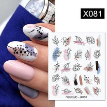 Load image into Gallery viewer, French Line Nail Water Decal Flower Marble Leaf Girl Stickers on Nails Water Ink Transfer Slider Nail Stickers Decor Kids Nails Art Decoration Nail Strips Shiny French Tip Guides Stickers French Nail Stickers Form Fringe Guides