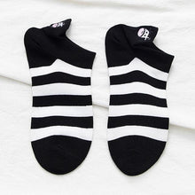 Load image into Gallery viewer, Black And White Embroidery Female Tide Socks Shallow Mouth Summer Cartoon Cow Cute Fashion Boat Socks Unisex Men And Women Cotton Ankle Socks