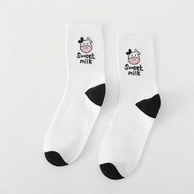 Load image into Gallery viewer, Black And White Embroidery Female Tide Socks Shallow Mouth Summer Cartoon Cow Cute Fashion Boat Socks Unisex Men And Women Cotton Ankle Socks