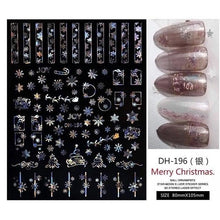 Load image into Gallery viewer, 3D Nail Stickers Decals Snowflakes Elk Bear Christmas Xmas Transfer Stickers Nail Art Self-Adhesive Decals Decoration Nail Art Stickers Decals Christmas Snowflake Bronzing Christmas Slider Nail Art 3D Decals Decoration