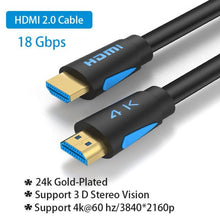 Load image into Gallery viewer, 4K HDMI Cable HDMI 2.0 Ultra HD Audio Wire HDMI Splitter Digital Cord High Speed 18Gbps HDMI 2.0 Cable 4K HDR 2160P For TV Projector Laptops Gaming