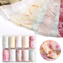 Load image into Gallery viewer, Nail Foils Marble Flower Series Iridescent Nail Art Transfer Sticker Paper Slider Nail Water Decal Design Manicures Decorations Art Manicures Decoration New Gold Nail Transfer Foils for Nail Arts Nails Supply Holographic Effect Nail Art Foil Stickers Hol