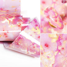 Load image into Gallery viewer, Nail Foils Marble Flower Series Iridescent Nail Art Transfer Sticker Paper Slider Nail Water Decal Design Manicures Decorations Art Manicures Decoration New Gold Nail Transfer Foils for Nail Arts Nails Supply Holographic Effect Nail Art Foil Stickers Hol