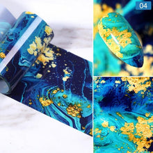Load image into Gallery viewer, Nail Foils Marble Flower Series Iridescent Nail Art Transfer Sticker Paper Slider Nail Water Decal Design Manicures Decorations Art Manicures Decoration New Gold Nail Transfer Foils for Nail Arts Nails Supply Holographic Effect Nail Art Foil Stickers Hol