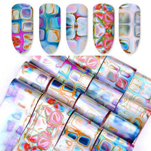 Load image into Gallery viewer, Nail Foils Marble Flower Series Iridescent Nail Art Transfer Sticker Paper Slider Nail Water Decal Design Manicures Decorations Art Manicures Decoration New Gold Nail Transfer Foils for Nail Arts Nails Supply Holographic Effect Nail Art Foil Stickers Hol