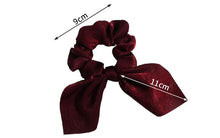 Load image into Gallery viewer, Pure Color Elastic Hair Band Rabbit Ear Bow Pearl Hair Rope Satin Ponytail Scrunchie Bobbles Elastic Hair Ties Ropes Ponytail Holder Accessories for Women And Girls