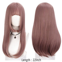 Load image into Gallery viewer, Long Straight With Bangs Synthetic Wigs For Black/White Women Natural Black Brown Gray Heat Resistant Fiber Hair Wigs For Black Women Cosplay Wigs For Women Gifts for Girlfriends