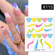 Load image into Gallery viewer, Black Lines Flower Leaves Water Decals Stickers Floral Face Marble Pattern Slider For Nails Summer Nail Art Decoration Summer Stickers on Nails Simple Summer Slider for Manicure Nail Art Watermark Manicure Decor