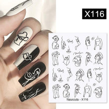 Load image into Gallery viewer, French Line Nail Water Decal Flower Marble Leaf Girl Stickers on Nails Water Ink Transfer Slider Nail Stickers Decor Kids Nails Art Decoration Nail Strips Shiny French Tip Guides Stickers French Nail Stickers Form Fringe Guides