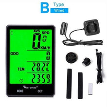 Load image into Gallery viewer, Wireless Wired Bike Computer Backlight Speedometer Odometer Rainproof Cycling Stopwatch Road Bicycle Computer Multifunction With Extra Large LCD Backlight Display Waterproof Design