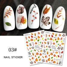 Load image into Gallery viewer, Maple Leaves 3D Nail Stickers Fall Leaf Flowers Line Sliders For Nails Self Adhesive Stickers Autumn Manicuring Decals Transfer Nail Decals Sticker For Pretty Girl Self-Adhesive Nail Decals Designer Nail Stickers for Acrylic