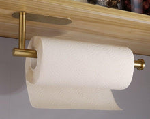 Load image into Gallery viewer, Adhesive Paper Holder Gold 304 Stainless Steel Stand Toilet Paper Towel Rack Tissue Roll Hanger For Kitchen Bathroom Free Nail Stainless Steel Toilet Tissue Roll Holder Sticky Hand Towel Hanger Vertical Or Horizontal No Drilling