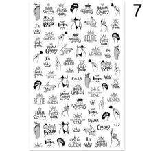 Load image into Gallery viewer, 3D Nail Sticker Russian English Letter Sticker For Nails Foil Love Heart Design Accessories Fashion Manicures Sticker Decoration Nail Art Stickers Water Transfer Nail Decals Full Wraps Gradient Acrylic Nail Kits for Women Manicure Decoration