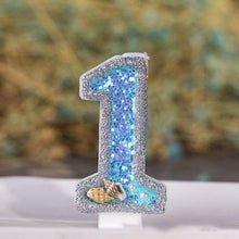 Load image into Gallery viewer, Blue Shell Glitter Number Birthday Candles Numeral Birthday Candles Cake Numeral Candles Number 0-9 Glitter Cake Topper Decoration for Birthday Wedding Anniversary Party Cake Toppers Birthday Wedding Digital Cakes Dessert Decor Birthday Decoration