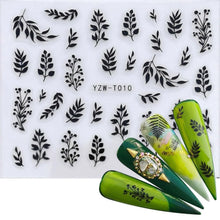 Load image into Gallery viewer, Nail Stickers for Manicure Nail Sticker Sliders For Nails Decal Self-adhesive Nails Figures Transfer Black Accessories Sliders Manicure Decoration 3D Nail Supplies Holographic Decals Transfer Sliders Nail Design Manicures Nail Self-Adhesive Sticker