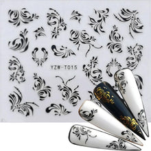 Load image into Gallery viewer, Nail Stickers for Manicure Nail Sticker Sliders For Nails Decal Self-adhesive Nails Figures Transfer Black Accessories Sliders Manicure Decoration 3D Nail Supplies Holographic Decals Transfer Sliders Nail Design Manicures Nail Self-Adhesive Sticker