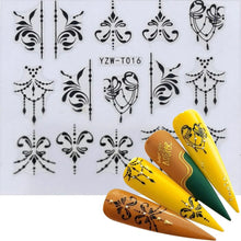 Load image into Gallery viewer, Nail Stickers for Manicure Nail Sticker Sliders For Nails Decal Self-adhesive Nails Figures Transfer Black Accessories Sliders Manicure Decoration 3D Nail Supplies Holographic Decals Transfer Sliders Nail Design Manicures Nail Self-Adhesive Sticker