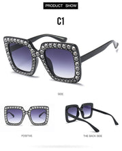 Load image into Gallery viewer, Oversized Sunglasses Square Diamond Sunglasses Women Retro Sunglasses Luxury & Diamond Square Shape Sunglasses For Women Branded Attractive Any Size Crystal Sun Glasses For Ladies Gradient Classic Mirror & Decent Shades
