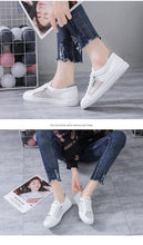 Load image into Gallery viewer, Women's White Casual Sneakers Spring Summer Breathable Flats Solid Color Mesh Shoes Fashion White Flat Sneakers Women Workout Tennis Walking Gym Fashion Sneakers