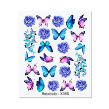 Load image into Gallery viewer, Blue Marble Water Decal Sticker Wave Line Flower Leaf Tree Summer Slider Decor For Manicuring Nail Art Watermarks Curve Graffiti Nail Design for Acrylic Nail Supplies Designer Nail Decorations for Women Girls Kids
