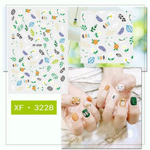 Load image into Gallery viewer, Cartoon Characters Plants Animals Forest Flowers Small Fresh Flowers 3D Nail Stickers Hyuna Style Nail Patch Waterproof Self Adhesive Nail Decals for Nail Art Decoration Including Hearts Stars Letters Bowknot Leaves Flowers Plants Fruits Butterflies