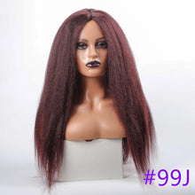 Load image into Gallery viewer, Long Kinky Straight Synthetic Wigs for Black Women Black Brown Blonde Ginger Red White Hair Afro Wigs Synthetic Hair Wigs For Black Women Cosplay Wigs For Women