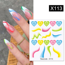 Load image into Gallery viewer, Egg Shell French Lines Water Decals Sticker Geometric Flowers Leaves Bubble Design Slider For Manicuring Nail Art Manicure Lips Nail Art Decorations Slider Nail Art Stickers Decals Nail Art Supplies Valentines Day 3D Self-Adhesive Nail Decorations