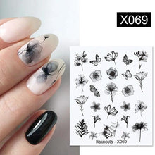 Load image into Gallery viewer, Egg Shell French Lines Water Decals Sticker Geometric Flowers Leaves Bubble Design Slider For Manicuring Nail Art Manicure Lips Nail Art Decorations Slider Nail Art Stickers Decals Nail Art Supplies Valentines Day 3D Self-Adhesive Nail Decorations