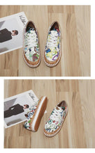 Load image into Gallery viewer, New Popular Womens Shoes Colorful Beautiful Flower Printing Shoes Lace-up Flat Women's Casual Womens Sneakers High-Quality Women's White Sports Casual Couple Shoes Summer Trainers Walking Sneakers