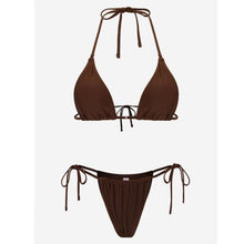 Load image into Gallery viewer, Bikini Swimsuit Solid Color Bikini Set Swimwear Bathing Suit Women Bikinis String Beach Women Two Piece Bikini Swimsuit Bathing Suits Halter Triangle Tops String Bikini Sets