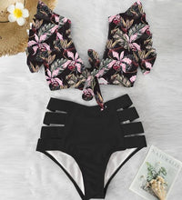 Load image into Gallery viewer, High Waist Bikini Ruffle Swimwear Women Print Swimsuit Push Up Bikinis Plus Size Bathing Suits Floral Beach Wear Bikini Swimsuits for Teen Girls