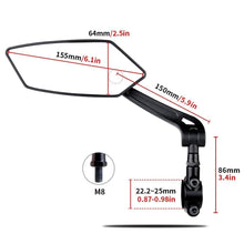 Load image into Gallery viewer, Bicycle Handlebar Rear View Mirror Bike Cycling Wide Range Back Sight Reflector Bicycle Rear View Mirror Adjustable Rotatable Bicycle Rear View Glass Mirror Wide Angle Acrylic Convex Safety Mirror For Mountain