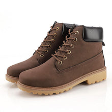 Load image into Gallery viewer, Winter Luxury Shoes Mens Flat Heel Boots Fashion Warm Ankle Boots Outdoor Warm Non Slip Fur Lined Ankle Boots Leather Winter Walking Shoes For Mens