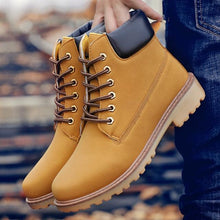 Load image into Gallery viewer, Winter Luxury Shoes Mens Flat Heel Boots Fashion Warm Ankle Boots Outdoor Warm Non Slip Fur Lined Ankle Boots Leather Winter Walking Shoes For Mens