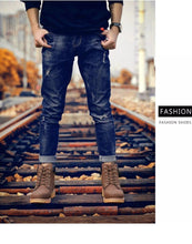 Load image into Gallery viewer, Winter Luxury Shoes Mens Flat Heel Boots Fashion Warm Ankle Boots Outdoor Warm Non Slip Fur Lined Ankle Boots Leather Winter Walking Shoes For Mens