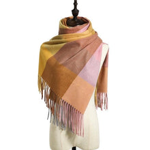 Load image into Gallery viewer, Luxury Fashion Autumn Winter Soft Warm Scarf Plaid Colorful Hijabs Cashmere Scarves Warm Soft Bandana Women's Lightweight Scarves Elegant Echarpe Escharpe Soft Wool Elegant Tassel For Women