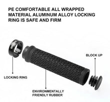 Load image into Gallery viewer, Shock Absorption Mountain Road Cycling Bike Bicycle Handlebar Cover Grips Smooth Soft Rubber Anti-slip Handle Grip Lock Bar End Premium Bike Handlebar Grips Single Lock-on Bike Grips Professional Mountain Bicycle Handlebar Locking Grips