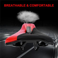 Load image into Gallery viewer, Leather Bike Saddle Mountain Road Bike Seat Leather Saddle Comfort Cushion Breathable Replacement Soft Padded Bicycle Seat With Shock Absorbing Waterproof Universal Leather Saddle