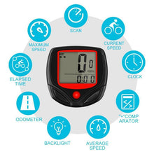 Load image into Gallery viewer, Mini Bike Speedometer Waterproof Digital Mountain Bike Ride Odometer Bicycle Cycling Speed Counter Table Speedometer And Odometer Waterproof Backlight With Digital LCD Display For Outdoor Cycling