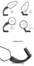 Load image into Gallery viewer, Universal Bicycle Mirror Bar End Mount Acrylic Road Bike Rear View Mirror Back Sight Reflector Angle Adjustable Bicycle Cycling Rearview Mirror Universal Adjustable Rotatable Safe Handlebar Bike Rear View Mirror