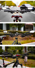 Load image into Gallery viewer, Bike Wide Range Back Sight Reflector Bike Mirror Bicycle Handlebar Rear View Mirror Bike Rear view Mirror Left With Light Reflector Safer No-Shock Bicycle Mirror Rearview Mirror Universal For Bike Bicycle
