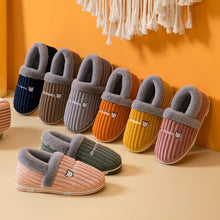 Load image into Gallery viewer, Women Winter Slippers Female Plush Thick Bottom Home Cotton Shoes Non-Slip Comfortable Indoors Flats Men's Plush Fleece Lined House Shoes Indoor Outdoor Anti-Skid Rubber Sole
