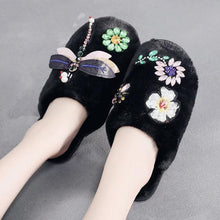 Load image into Gallery viewer, Winter Women Slippers Warm Plush Luxury Flip Flops Fur Slides Flat Lightweight Soft Indoor Slippers Soft Warm Memory Foam Slippers Faux Fur Lined Fluffy Slip On House Shoes