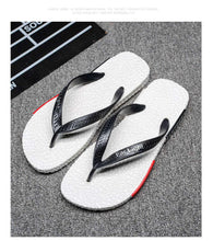 Load image into Gallery viewer, Black Man House Slippers Elegant Flip Flop Pool Slippers Summer Sandals Men's Shoes Breathable Air Mesh Comfortable Leather Flip Flops Non-Slip Sport Cushion Beach Outdoor Walking Slippers