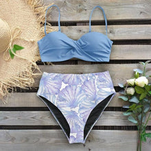 Load image into Gallery viewer, Bikini Swimsuit Women Swimwear Push Up Bikinis Set Leaf Print Female High Waist Swimming Suits For Bathing Suit Women Swimsuit Floral Print Bathing Suit Twist Front High Waist Bikini Set