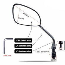 Load image into Gallery viewer, Smart Bicycle Stylish Handlebar Design Reflector Rear View Mirror Mountain Bike Electrical Bike Scooter HD Wide-Range Adjustable Angles Mirror Wide Range Back Reflector Vision Adjustable Left Right Mirrors For Road Electric Bike