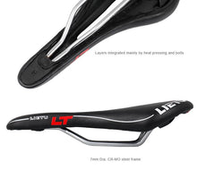 Load image into Gallery viewer, New Bicycle Saddle Ergonomic Road Bike Perforated Seat Foam Cushioned PU Leather Texture Steel Rail Cycle Accessories Mountain Bike Seat Comfortable Memory Foam Bicycle Seats For Mens