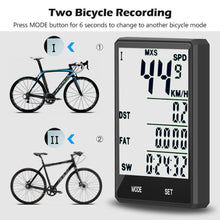 Load image into Gallery viewer, Wireless Bike Computer Rainproof Speedometer Odometer Stopwatch Wireless Waterproof Bicycle Cycle Speedometer And Odometer With Automatic Wake-up Backlight Motion Sensor LCD Display